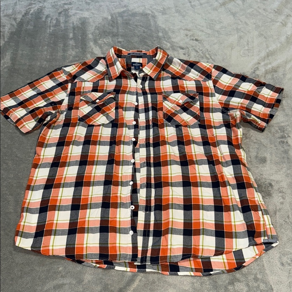 Old Navy Orange and Black Casual Button Down Shirt